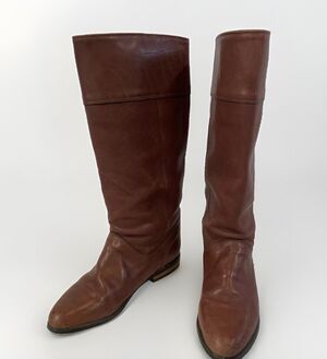 Vtg Eddie Bauer Leather Boots Brown Tall Expedition 7.5 Classic Made In Canada